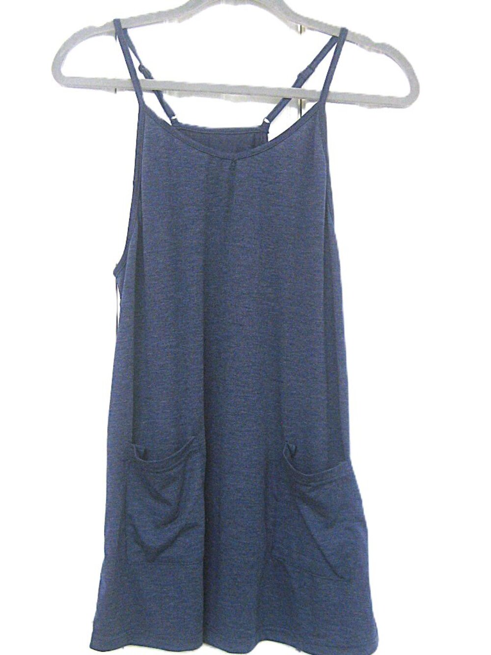 A-line Tank Dress / Tunic Spaghetti Straps   Heather Blue   Size Medium